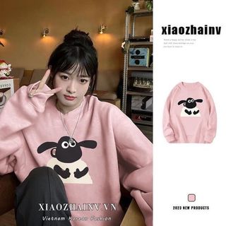 Áo sweater nỉ chú cừu xinh xắn cute hình in sắc nét