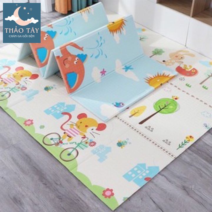 Thảm xốp trải sàn XPE phủ silicon 2 mặt cho bé yêu, siêu êm, chống trơn trượt