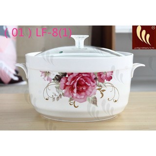 Âu sứ đựng cơm canh có nắp kính