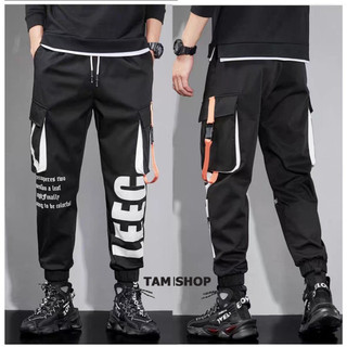 Quần Kaki túi hộp LEEC quần jooger kaki bo chân quần kaki dài Dang Jogger Túi Lớn Có Dây Rút