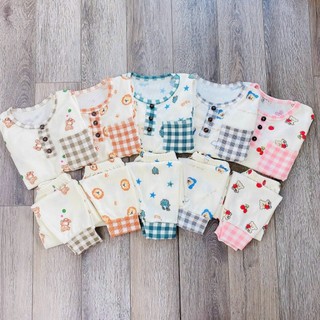 Đồ bộ dài tay len tăm 2 cúc bé trai bé gái Minky Mom quần áo trẻ em thu đông (QATE11)