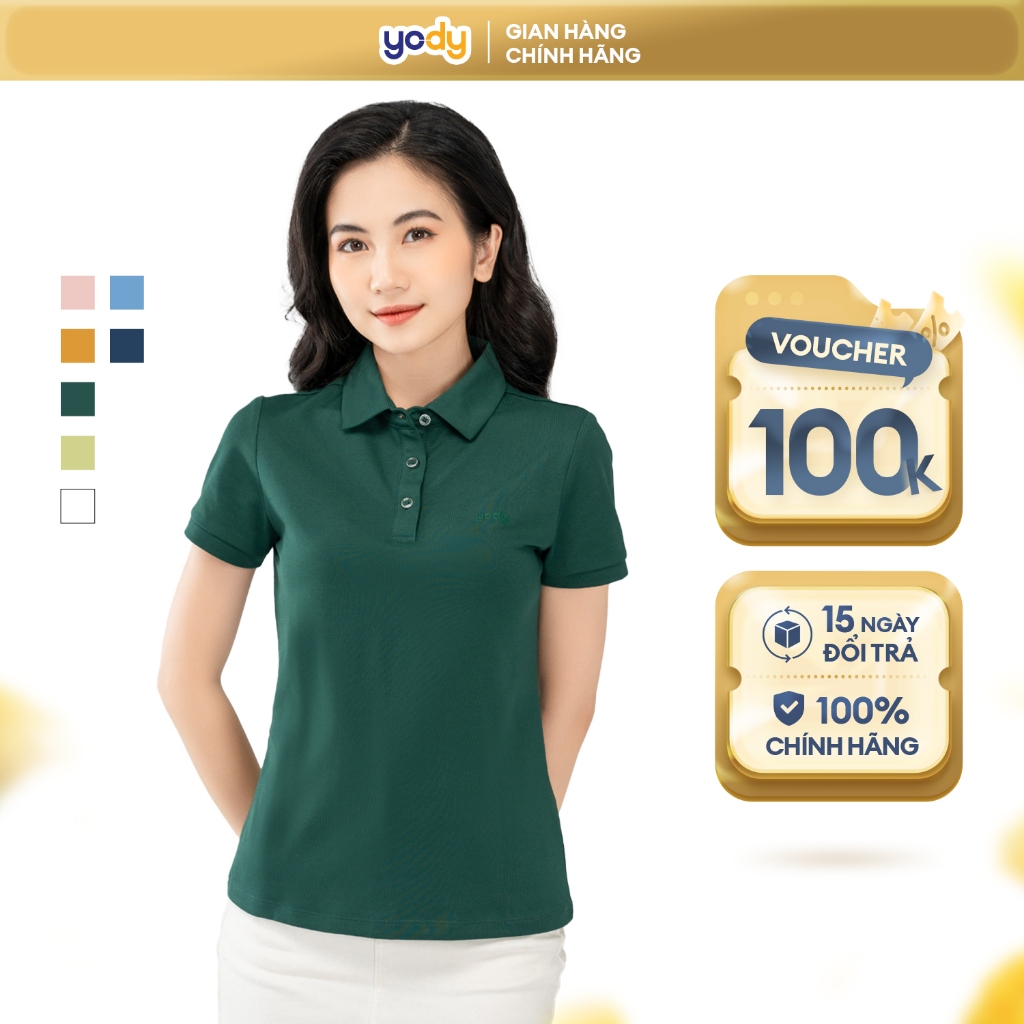 Áo phông polo nữ YODY cổ bẻ vải mắt chim cao cấp thấm hút tốt phom thể thao APN5434