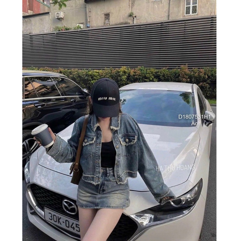 Áo Khoác Jeans Rách Viền Tua Rua, Áo Khoác Bò Dài Tay Croptop