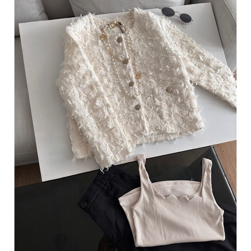 Áo tweed lông tay dài