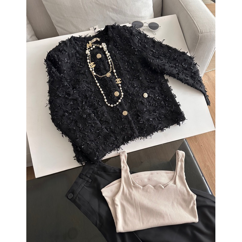 Áo tweed lông tay dài