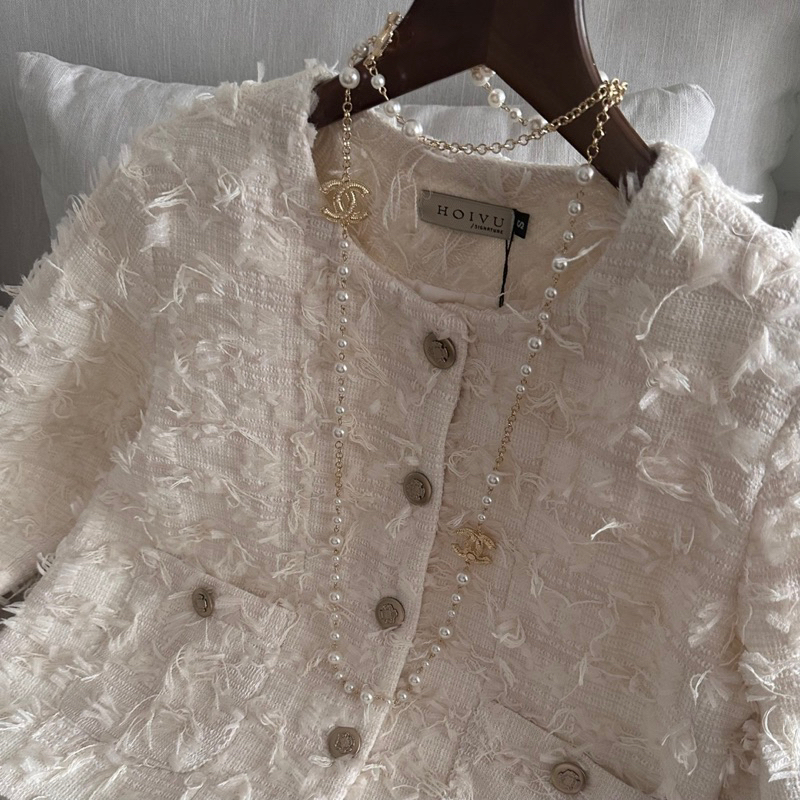 Áo tweed lông tay dài