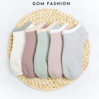 Set 5 đôi tất cổ thấp nữ GOMTAT thời trang hàn quốc, chất liệu cotton êm mềm mịn mát, co giãn bền màu  -CB069