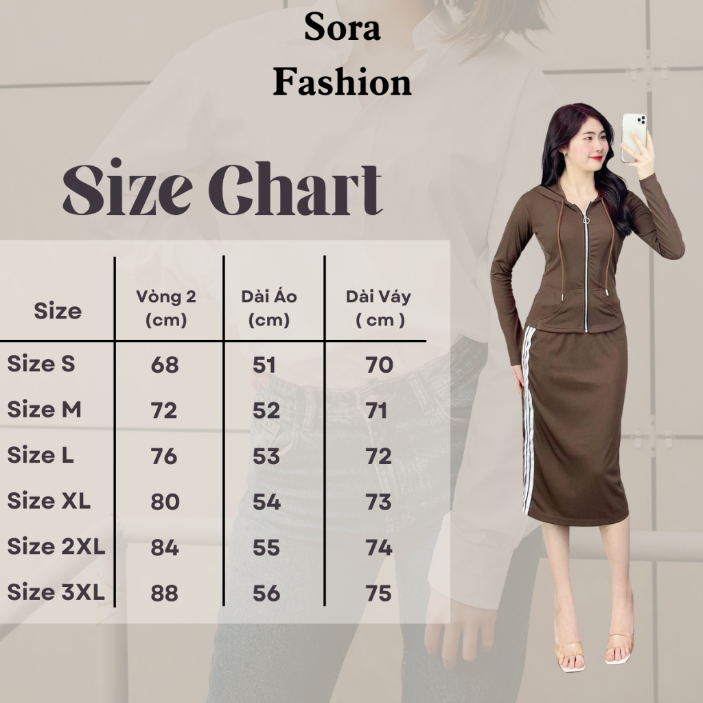 Set Bộ Nữ Bigisze Sora Fashion,Set Chân Váy Áo Khoác Có Mũ Chất Liệu Tăm Hàn 105