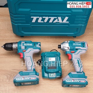 Bộ combo máy siết vít và máy khoan dùng pin 20v total