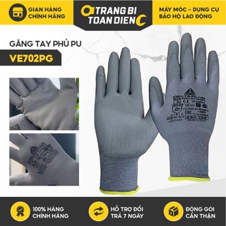 Găng tay lao động Deltaplus VE702PG phủ pu, chống mài mòn, chống cắt, Bao tay chống nắng chính hãng