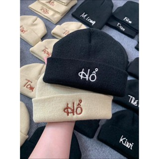 Mũ len ống thêu tên cho bé phong cách