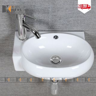 Chậu rửa mặt lavabo treo góc mini, chậu lavabo treo tường phụ hợp cho nhà tắm nhỏ bảo hành 10 năm