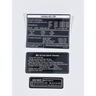 Tem thông số xe SH150i Sh Việt có sẵn keo dán thay thế tem zin