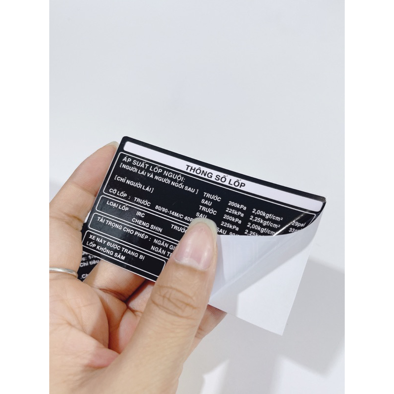 Tem thông số xe Vision 2020  có sẵn keo dán thay thế tem zin