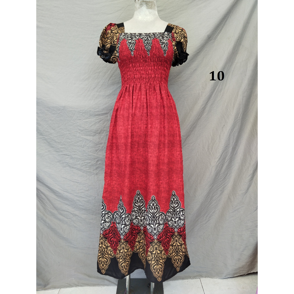 Đầm maxi lanh Thái cổ vuông tôn dáng