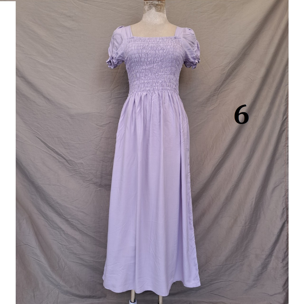 Đầm maxi lanh Thái cổ vuông tôn dáng