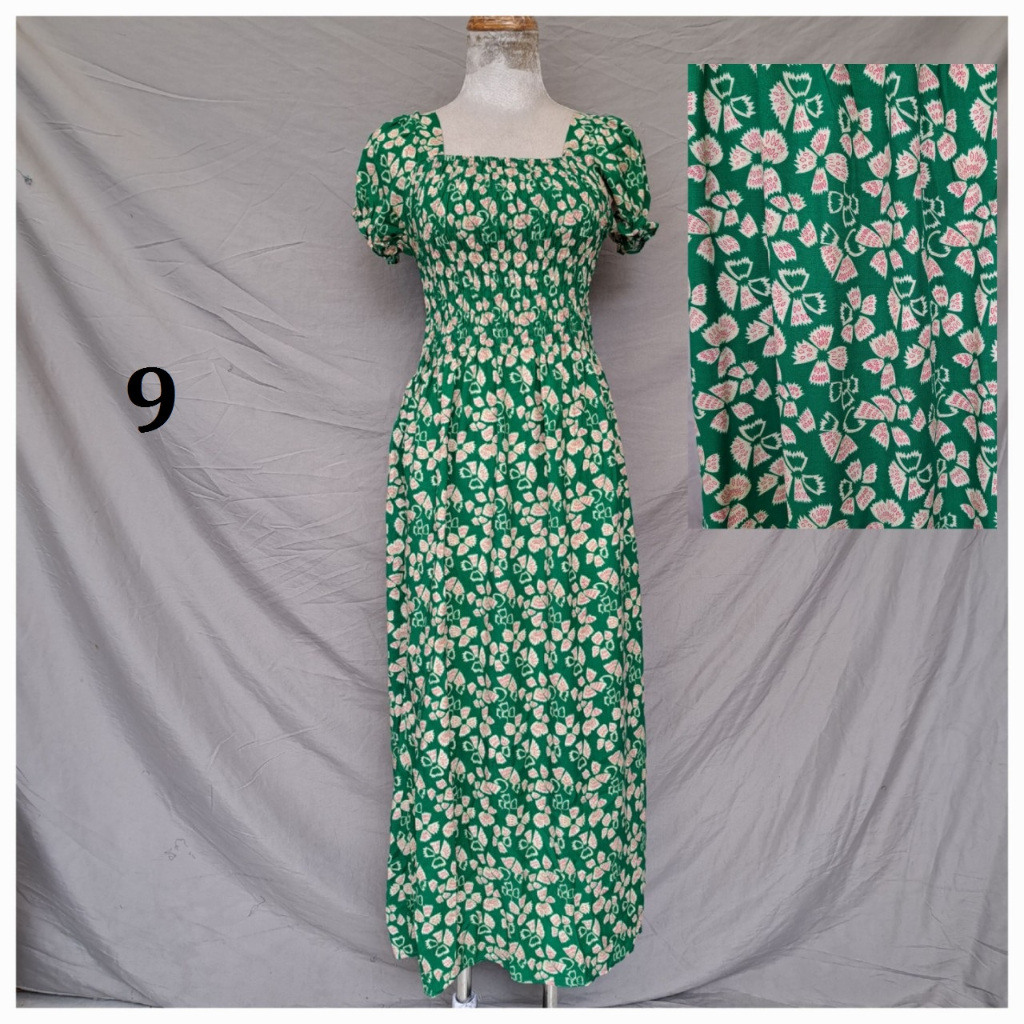 Đầm maxi lanh Thái cổ vuông tôn dáng