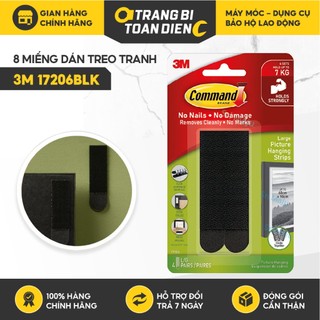 Bộ 8 miếng dán treo tranh Command 3M 17206BLK chính hãng màu đen siêu dính độ bền cao chịu lực tới 7.2kg dễ dàng sử dụng