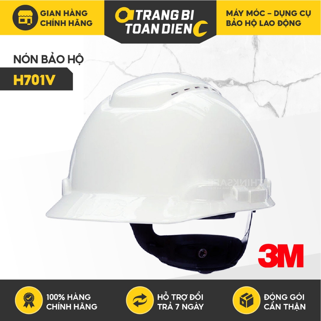 Nón bảo hộ 3M H701V bảo vệ đầu, chống va đập, có núm vặn, có lỗ thoáng khí
