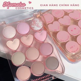 Bảng Mắt Sweet Mint 12 Ô Tone Cam Hồng Đào Ngọt Ngào Thiết Kế Hình Trái Tim Lấp Lánh Bền Màu Tone Màu Đa Dạng