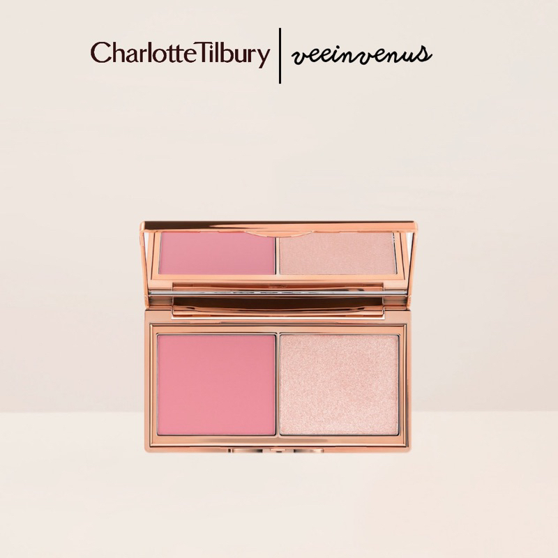 Veeinvenus | Bảng phấn 2 ô má hồng + highlight Charlotte Tilbury Mini Hollywood Blush & Glow Palette