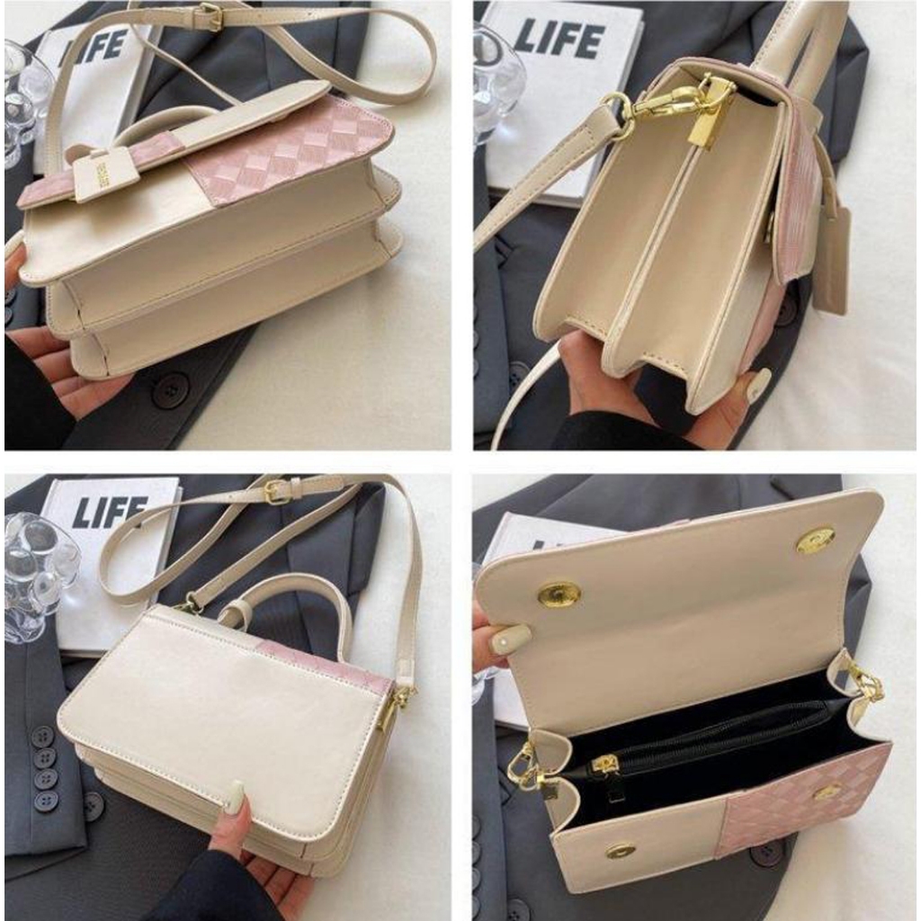 Túi xách đeo chéo đeo vai nữ thời trang Bag.thanhthu túi cầm tay da 2 ly in trám vá màu 3 ngăn sang chảnh 811