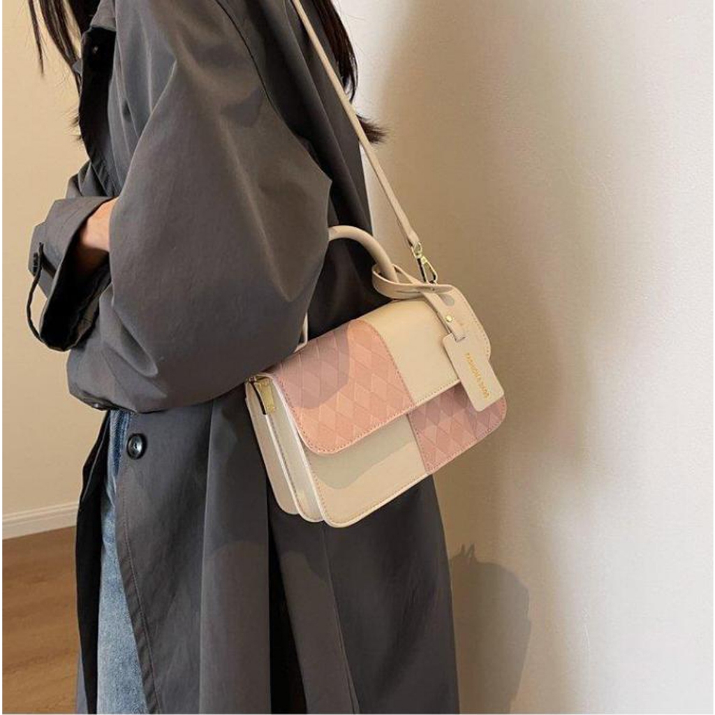 Túi xách đeo chéo đeo vai nữ thời trang Bag.thanhthu túi cầm tay da 2 ly in trám vá màu 3 ngăn sang chảnh 811