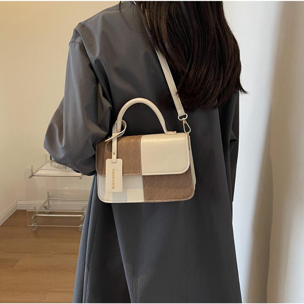 Túi xách đeo chéo đeo vai nữ thời trang Bag.thanhthu túi cầm tay da 2 ly in trám vá màu 3 ngăn sang chảnh 811