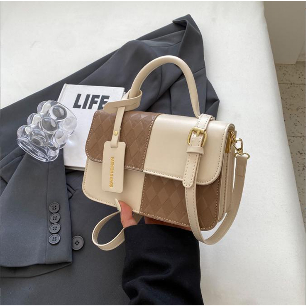Túi xách đeo chéo đeo vai nữ thời trang Bag.thanhthu túi cầm tay da 2 ly in trám vá màu 3 ngăn sang chảnh 811