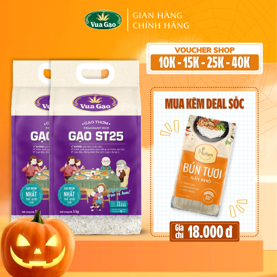 Combo 2 Túi Gạo ST25 5kg – Thương hiệu Vua Gạo – Gạo Thơm Ngon, Dẻo Nhiều, Vị Đậm Đà – Top 1 Thế Giới 2019