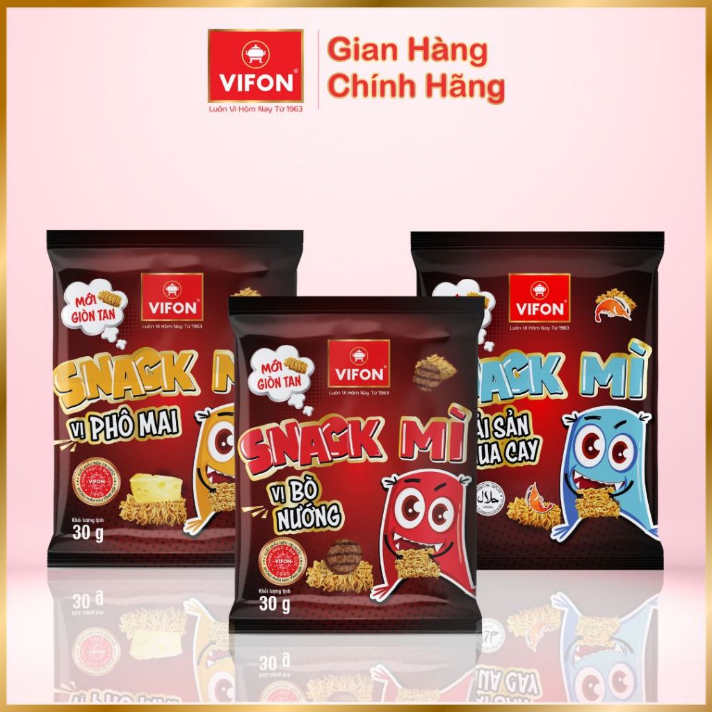 Set 10 gói Snack Mì vị Bò Nướng/ Hải Sản/ Phô Mai VIFON 30gr/gói