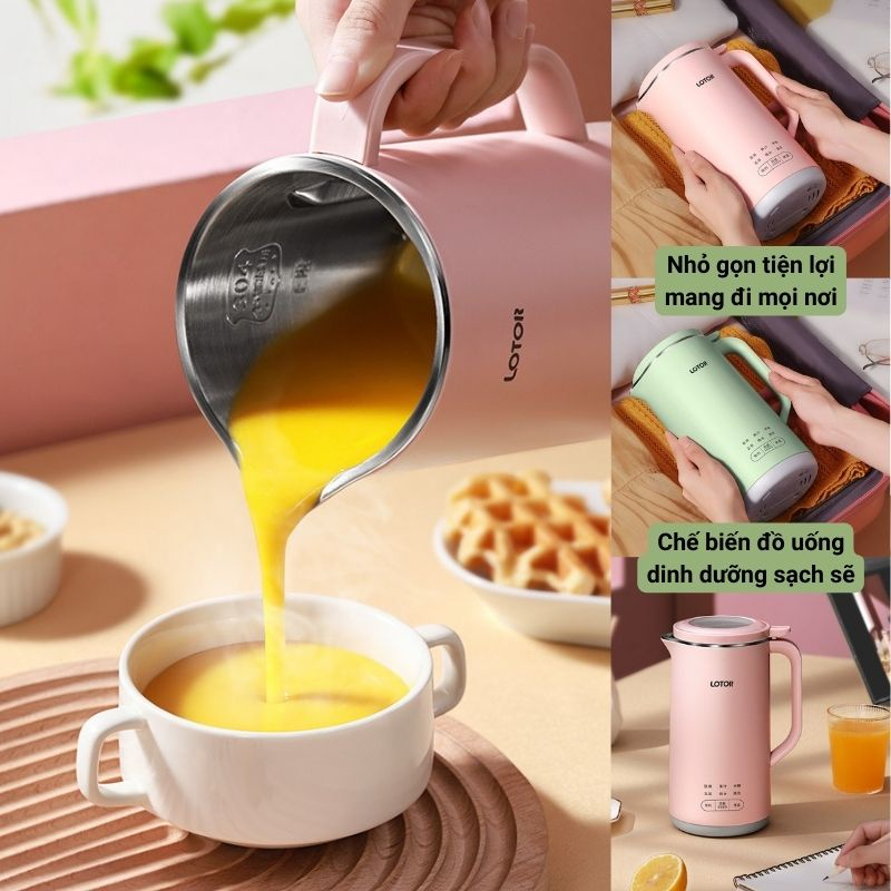 Máy Làm Sữa Hạt Mini Lotor DJJ-50, Máy Xay Sữa Hạt Đa Năng 400W Với 6 Chế Độ Nấu Tự Động, Thời Gian Nấu Chưa Đầy 30 Phút