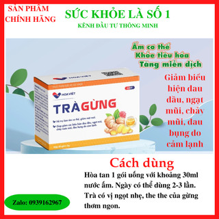 Trà Gừng hòa tan giải cảm, làm ấm cơ thể , hỗ trợ tiêu hóa tốt, giảm chướng bụng đầy hơi (Hộp 20 gói)