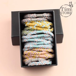 Set 2 sợi dây thun cột tóc co giãn màu pastel nâu sữa thắt bím TIMSTORE phụ kiện buộc tóc thời trang