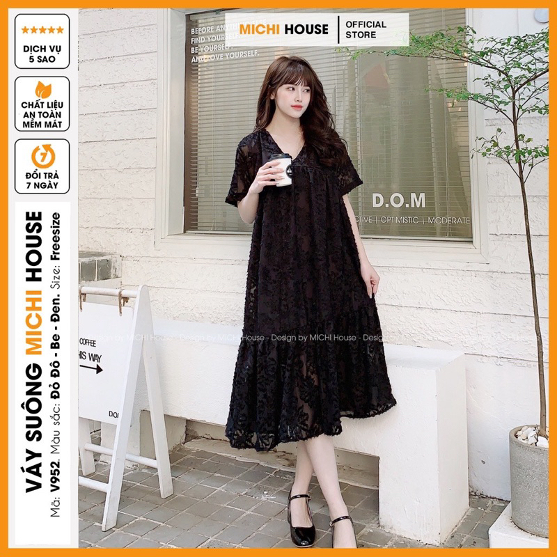Đầm bầu dáng suông rộng dài Michi house