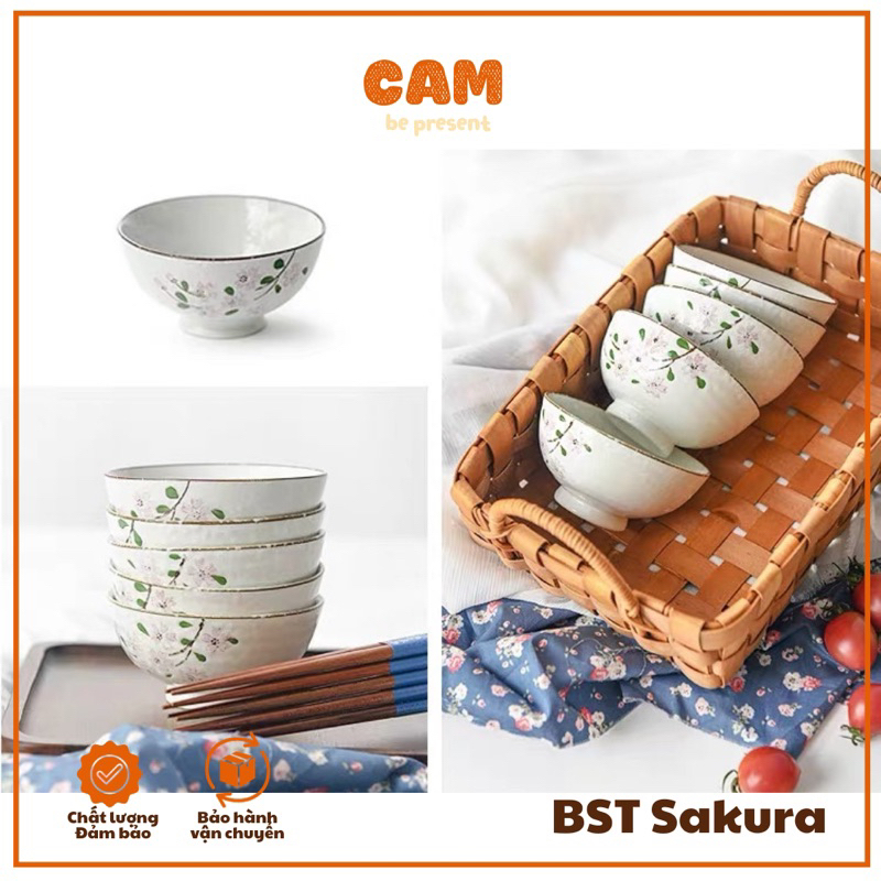 SỨ MEN TUYẾT - Bộ chén bát đĩa sứ họa tuyết hoa sakura thiết kế phong cách Nhật; thích hợp làm quà tân gia nhà mớ, cưới