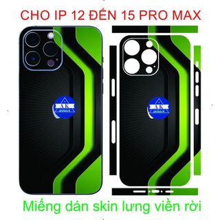 Miếng Dán skin 3M lưng viền rời IP 12 đến 15 pro max, bảo vệ máy chống trầy xước và làm đẹp tạo thêm diện mới.