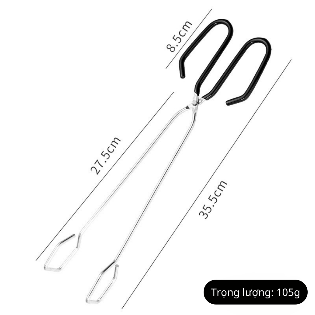Kẹp gắp than, tay cầm bọc nhựa dài 35 cm không nóng tay, kẹp chắc chắn