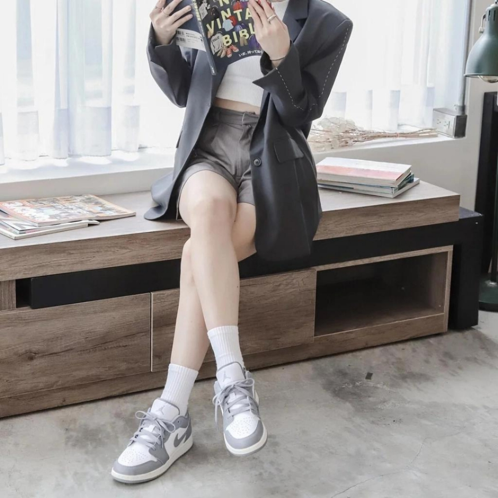 Giày Air Jordan 1 Low Stealth And White, Giày JD Vintage Grey thể thao nam nữ  DB6480-100 Sneaker đủ fullbox OVO STORE