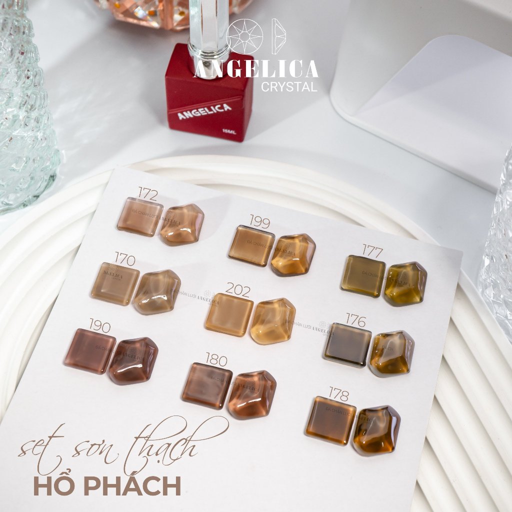 Sơn gel thạch đỏ, cam, hồng, nâu trà hổ phách trang trí móng ANGELICA SGA