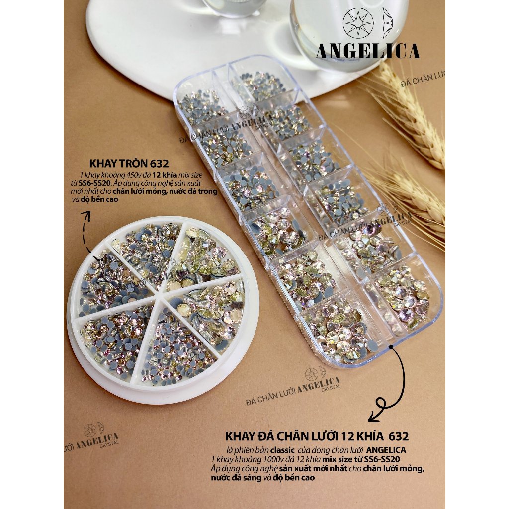 Khay Tròn Đá Chân Lưới Nail 12 Khía Đủ Màu Trang Trí Móng ANGELICA KT