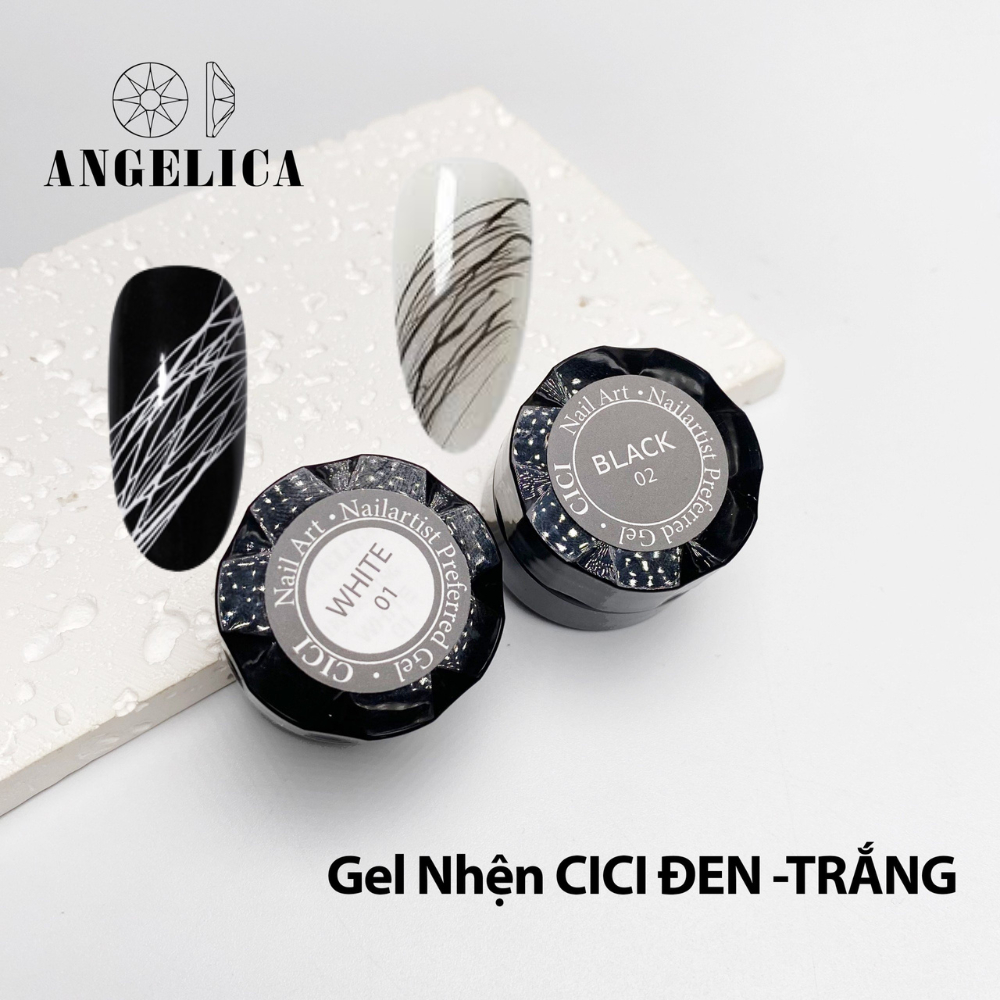 Gel nhện Cici nail siêu dai lẻ hũ trắng đen trang trí móng ANGELICA