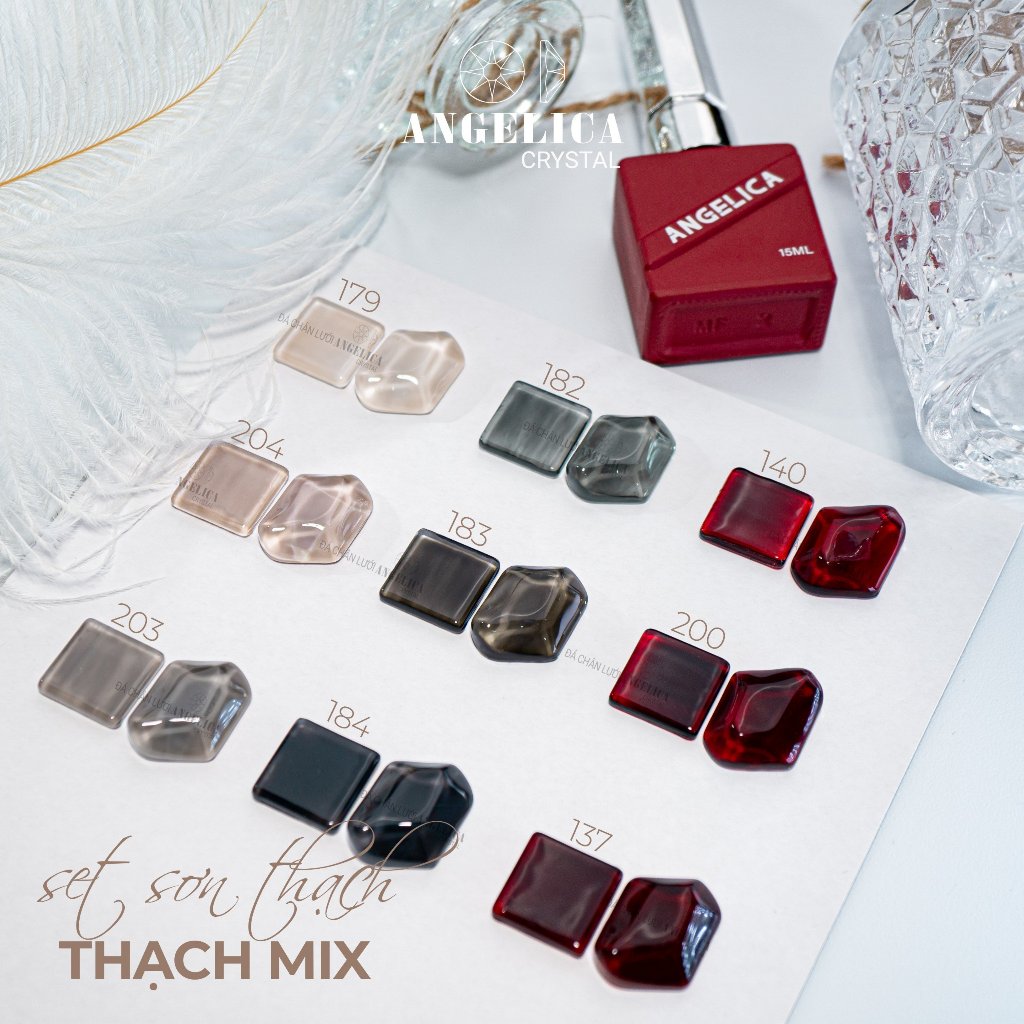 Sơn gel thạch đỏ, cam, hồng, nâu trà hổ phách trang trí móng ANGELICA SGA