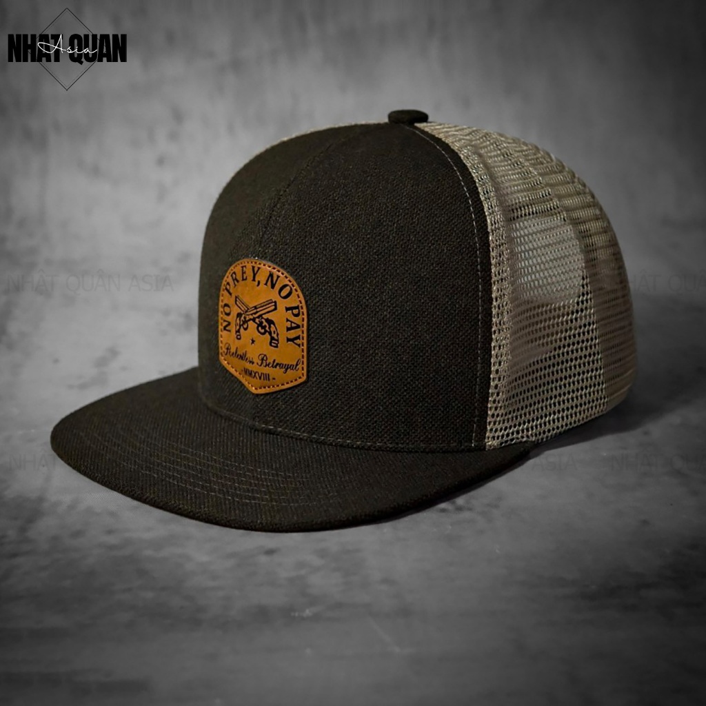 Mũ nón lưỡi trai NO Prey Nâu Vàng Snapback phối lưới cao cấp - Nhật Quân Asia nhatquanasia