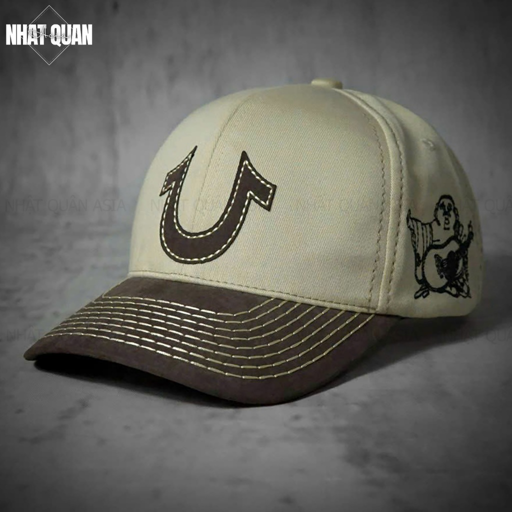 Mũ nón lưỡi trai True Religion ông địa vàng nâu logo thêu chữ U - Nhật Quân Asia nhatquanasia