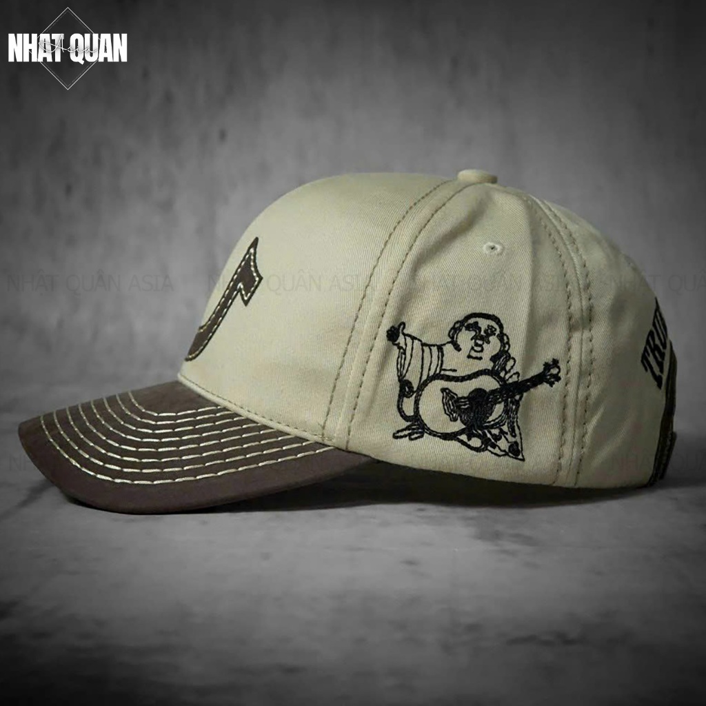 Mũ nón lưỡi trai True Religion ông địa vàng nâu logo thêu chữ U - Nhật Quân Asia nhatquanasia