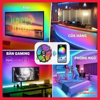 Dây đèn LED RGB 16 triệu màu điều khiển bằng điện thoại, nháy theo nhạc, trang trí decor phòng