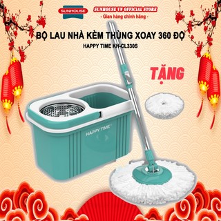 Bộ lau nhà xoay 360 độ Happytime KH-CL330s + Tặng thêm 1 bông lau