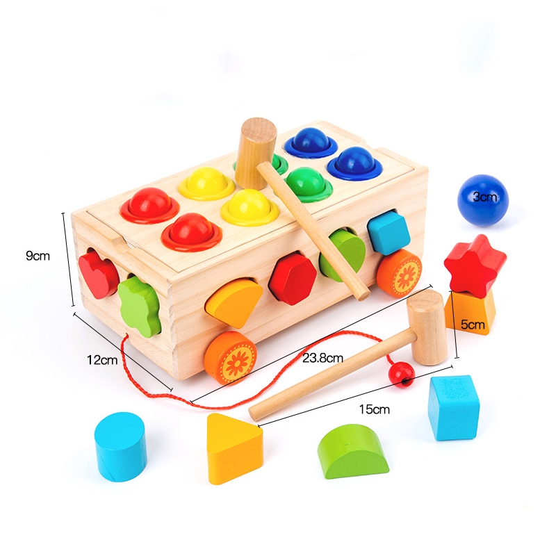 Xe Kéo Thả Hình Khối Và Số Đếm Giúp Bé Phát Triển Trí Não Tặng Kèm Ôtô Siêu Tốc