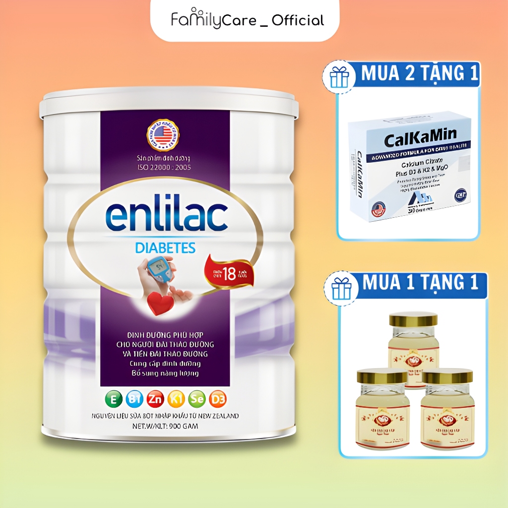 Sữa bột Enlilac Diabetes Lon 400/900g - Sữa Cho Người Tiểu Đường